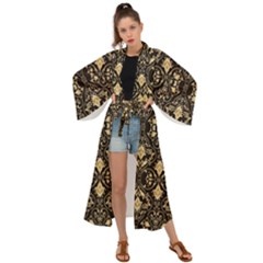 Vintage Batik Art Architecture Pattern Maxi Kimono by Ravend