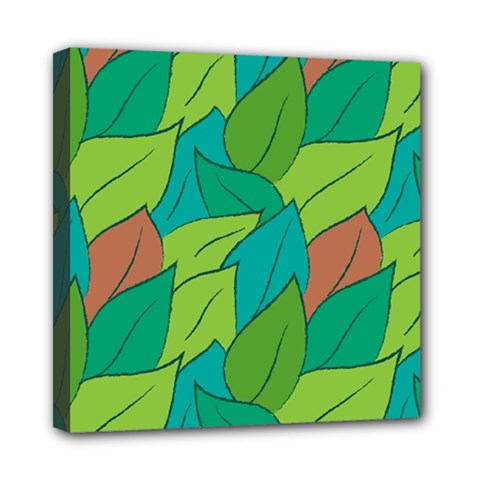 Leaves Pattern Autumn Background Mini Canvas 8  X 8  (stretched) by Ravend