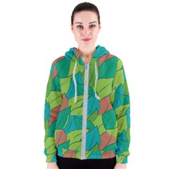 Leaves Pattern Autumn Background Women s Zipper Hoodie by Ravend