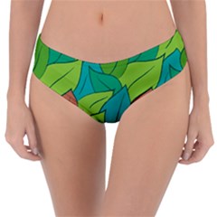 Leaves Pattern Autumn Background Reversible Classic Bikini Bottoms by Ravend