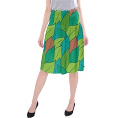 Leaves Pattern Autumn Background Midi Beach Skirt by Ravend