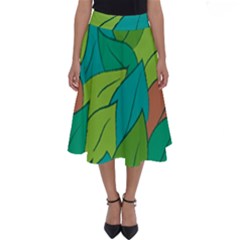 Leaves Pattern Autumn Background Perfect Length Midi Skirt by Ravend