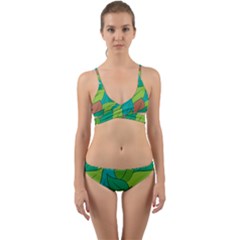 Leaves Pattern Autumn Background Wrap Around Bikini Set by Ravend