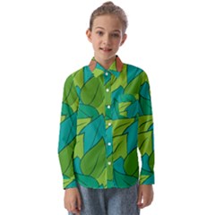 Leaves Pattern Autumn Background Kids  Long Sleeve Shirt by Ravend