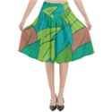 Leaves Pattern Autumn Background Flared Midi Skirt View1