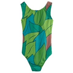 Leaves Pattern Autumn Background Kids  Cut-out Back One Piece Swimsuit by Ravend