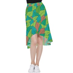 Leaves Pattern Autumn Background Frill Hi Low Chiffon Skirt by Ravend