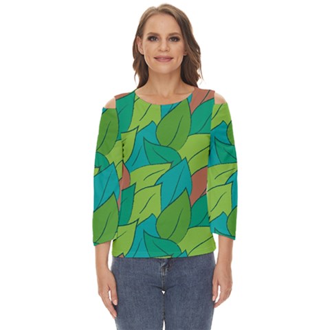 Leaves Pattern Autumn Background Cut Out Wide Sleeve Top by Ravend