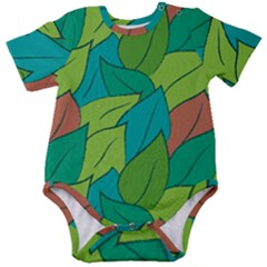 Leaves Pattern Autumn Background Baby Short Sleeve Onesie Bodysuit by Ravend