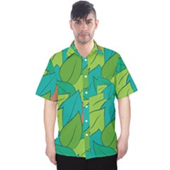 Leaves Pattern Autumn Background Men s Hawaii Shirt