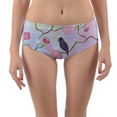 Bird Blossom Seamless Pattern Reversible Mid-waist Bikini Bottoms by Ravend