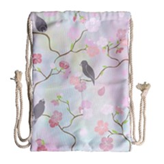 Bird Blossom Seamless Pattern Drawstring Bag (large) by Ravend