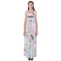 Bird Blossom Seamless Pattern Empire Waist Maxi Dress by Ravend