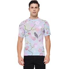 Bird Blossom Seamless Pattern Men s Short Sleeve Rash Guard