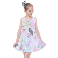 Bird Blossom Seamless Pattern Kids  Summer Dress by Ravend