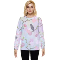 Bird Blossom Seamless Pattern Hidden Pocket Sweatshirt