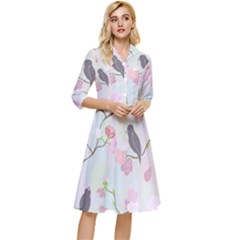 Bird Blossom Seamless Pattern Classy Knee Length Dress by Ravend