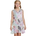 Bird Blossom Seamless Pattern Kids  Sleeveless Tiered Mini Dress View1