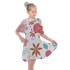 Nature Flora Background Wallpaper Kids  Shoulder Cutout Chiffon Dress by Ravend