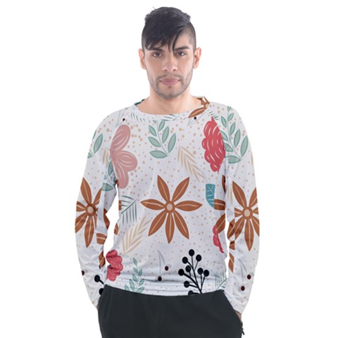 Nature Flora Background Wallpaper Men s Long Sleeve Raglan Tee by Ravend