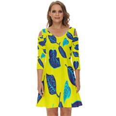 Sheets Pattern Picture Detail Shoulder Cut Out Zip Up Dress by Ravend