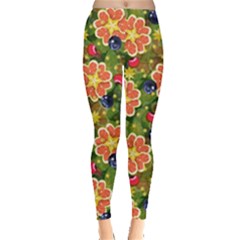 Fruits Star Blueberry Cherry Leaf Leggings  by Ravend