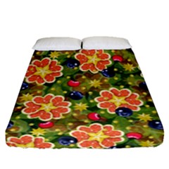 Fruits Star Blueberry Cherry Leaf Fitted Sheet (queen Size) by Ravend