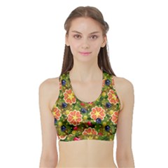 Fruits Star Blueberry Cherry Leaf Sports Bra With Border by Ravend