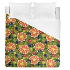 Fruits Star Blueberry Cherry Leaf Duvet Cover (queen Size) by Ravend