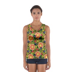 Fruits Star Blueberry Cherry Leaf Sport Tank Top  by Ravend