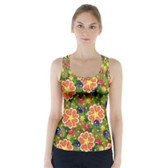 Fruits Star Blueberry Cherry Leaf Racer Back Sports Top by Ravend