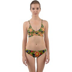 Fruits Star Blueberry Cherry Leaf Wrap Around Bikini Set by Ravend