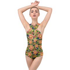 Fruits Star Blueberry Cherry Leaf Cross Front Low Back Swimsuit by Ravend