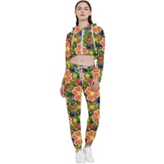 Fruits Star Blueberry Cherry Leaf Cropped Zip Up Lounge Set by Ravend