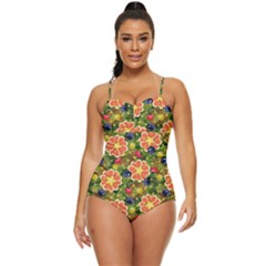 Fruits Star Blueberry Cherry Leaf Retro Full Coverage Swimsuit by Ravend