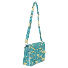 Illustration Sheets Dry Leaves Print Pattern Shoulder Bag With Back Zipper by Ravend