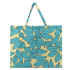 Illustration Sheets Dry Leaves Print Pattern Zipper Large Tote Bag by Ravend