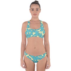 Illustration Sheets Dry Leaves Print Pattern Cross Back Hipster Bikini Set by Ravend