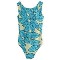 Illustration Sheets Dry Leaves Print Pattern Kids  Cut-out Back One Piece Swimsuit by Ravend