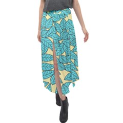 Illustration Sheets Dry Leaves Print Pattern Velour Split Maxi Skirt by Ravend