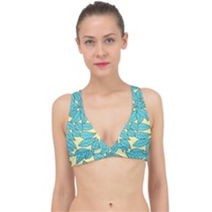 Illustration Sheets Dry Leaves Print Pattern Classic Banded Bikini Top by Ravend