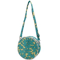 Illustration Sheets Dry Leaves Print Pattern Crossbody Circle Bag by Ravend