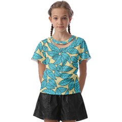 Illustration Sheets Dry Leaves Print Pattern Kids  Front Cut Tee by Ravend