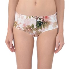 Flower Plant Vintage Retro Mid-waist Bikini Bottoms by Ravend