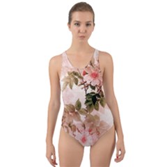 Flower Plant Vintage Retro Cut-out Back One Piece Swimsuit by Ravend