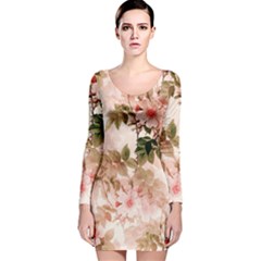 Flower Plant Vintage Retro Long Sleeve Velvet Bodycon Dress by Ravend