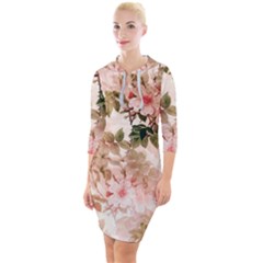 Flower Plant Vintage Retro Quarter Sleeve Hood Bodycon Dress by Ravend