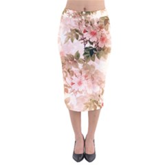 Flower Plant Vintage Retro Velvet Midi Pencil Skirt by Ravend