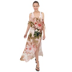 Flower Plant Vintage Retro Maxi Chiffon Cover Up Dress by Ravend