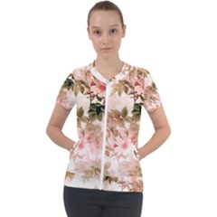 Flower Plant Vintage Retro Short Sleeve Zip Up Jacket by Ravend